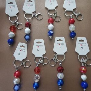 Handmade Red, White, and Blue Keyfinder Keychains